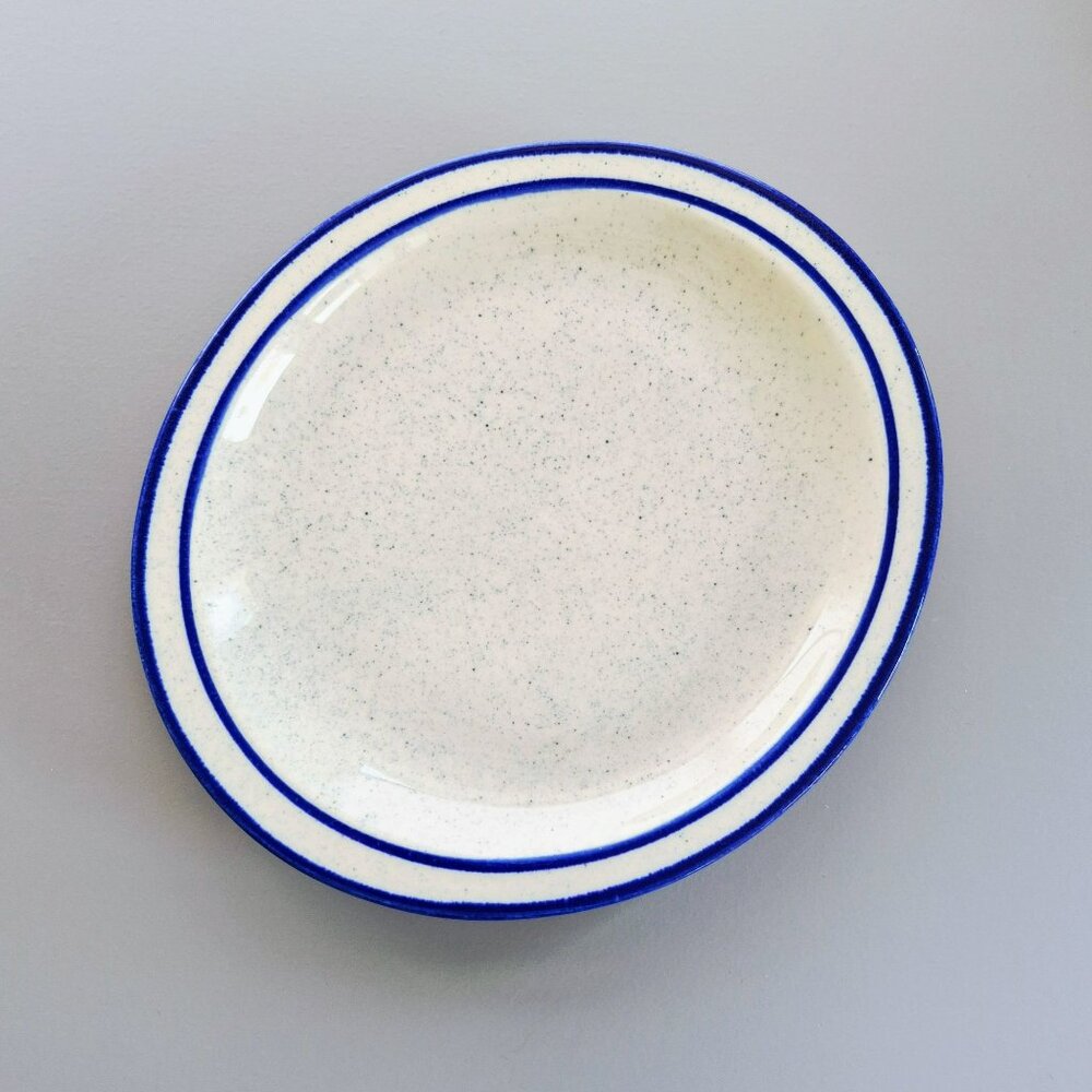 Vintage Syracuse Kings Inn Oval Steak Plate, Blue Bands, c1920s Restaurant Ware